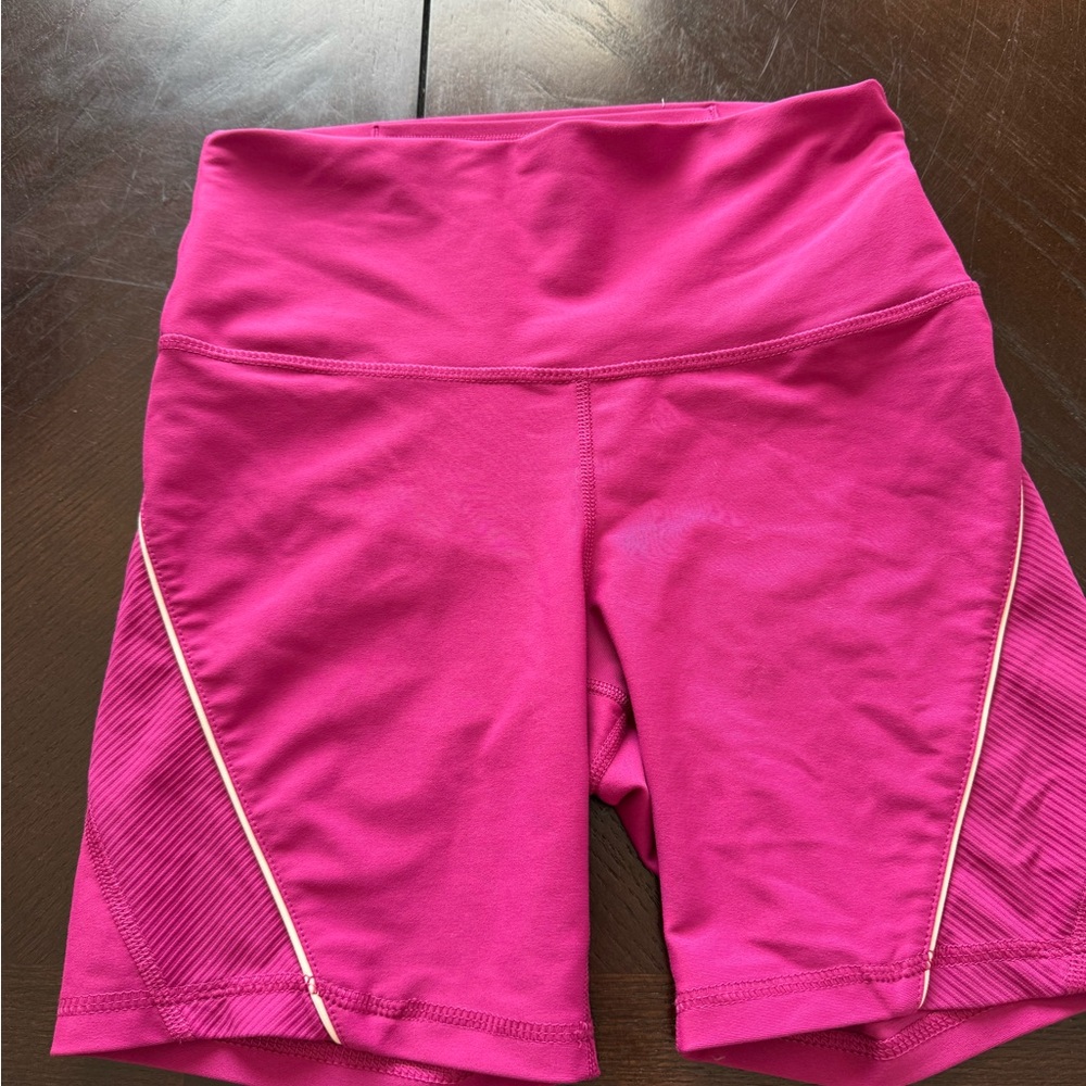 Old Navy Bright Pink High-Rise Bike Shorts with Contrast Piping